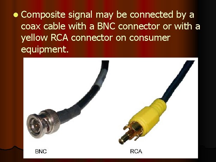 l Composite signal may be connected by a coax cable with a BNC connector