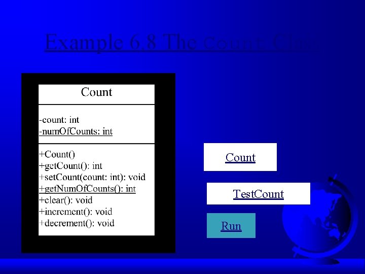 Example 6. 8 The Count Class Count Test. Count Run 
