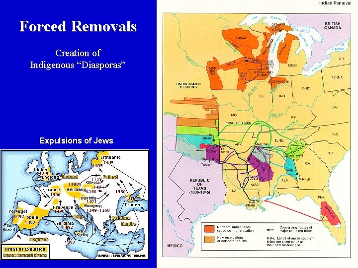 Forced Removals Creation of Indigenous “Diasporas” Expulsions of Jews 