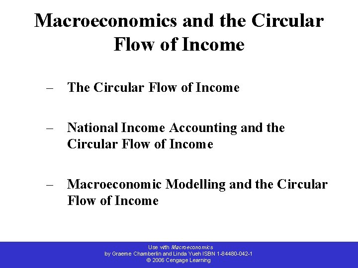 Macroeconomics and the Circular Flow of Income – The Circular Flow of Income –