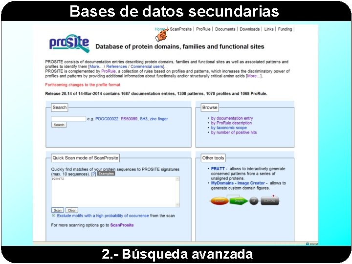 Bases de datos secundarias 2. - Búsqueda avanzada Bases de datos secundarias 2. - Búsqueda avanzada