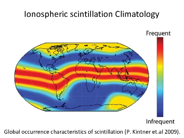 Ionospheric scintillation Climatology Global occurrence characteristics of scintillation (P. Kintner et. al 2009). 