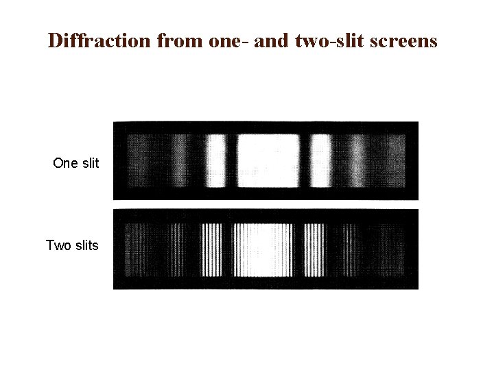 Diffraction from one- and two-slit screens One slit Two slits 