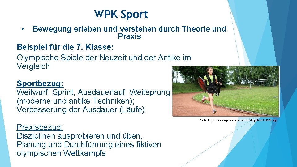 WPK Sport • Bewegung erleben und verstehen durch Theorie und Praxis Beispiel für die