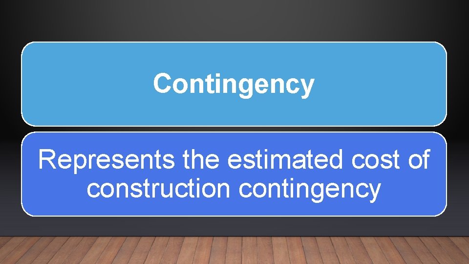 Contingency Represents the estimated cost of construction contingency 