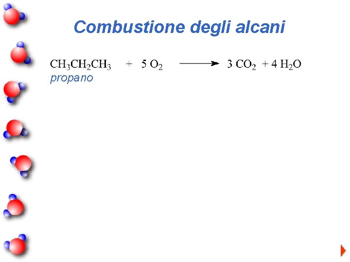 Combustione degli alcani propano 