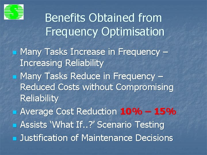 Benefits Obtained from Frequency Optimisation n n Many Tasks Increase in Frequency – Increasing