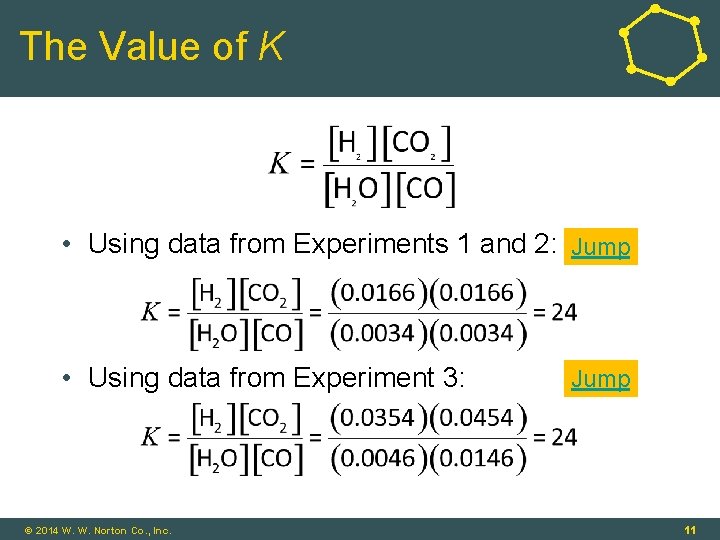 The Value of K • Using data from Experiments 1 and 2: Jump •