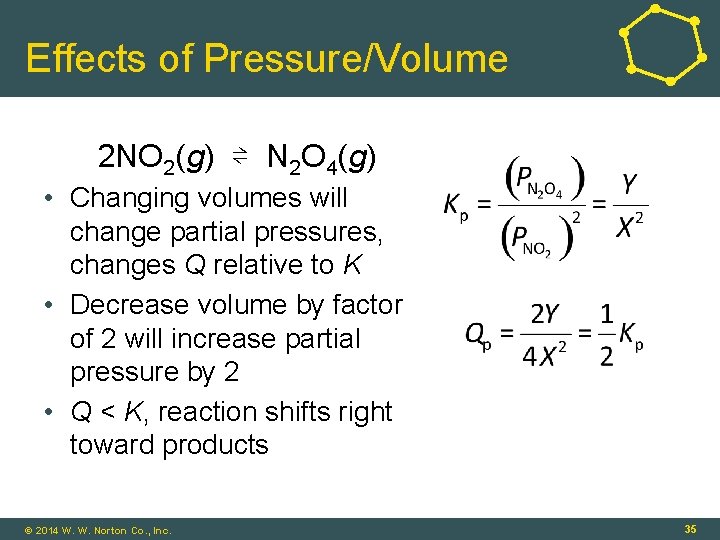 Effects of Pressure/Volume 2 NO 2(g) ⇌ N 2 O 4(g) • Changing volumes