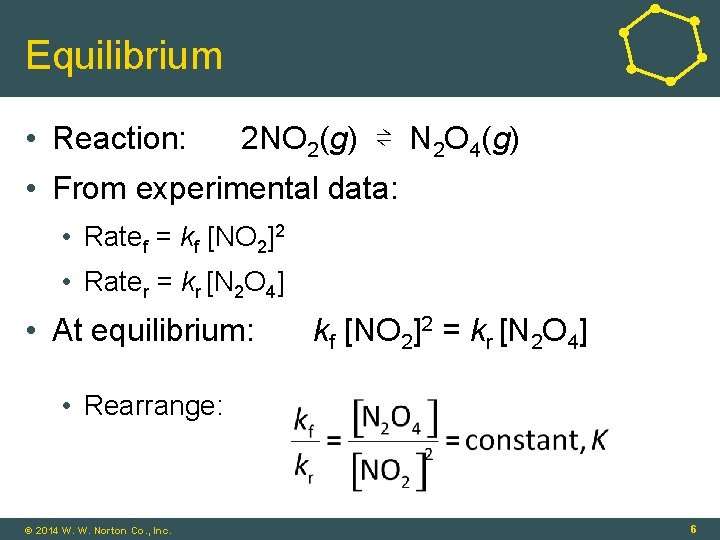 Equilibrium • Reaction: 2 NO 2(g) ⇌ N 2 O 4(g) • From experimental