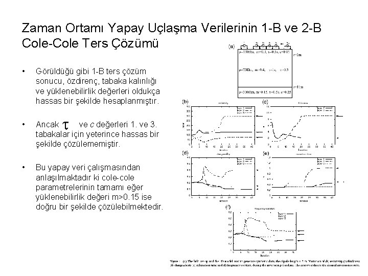 Zaman Ortamı Yapay Uçlaşma Verilerinin 1 -B ve 2 -B Cole-Cole Ters Çözümü •