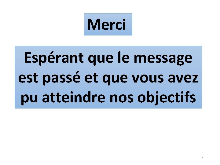 Merci Espérant que le message est passé et que vous avez pu atteindre nos