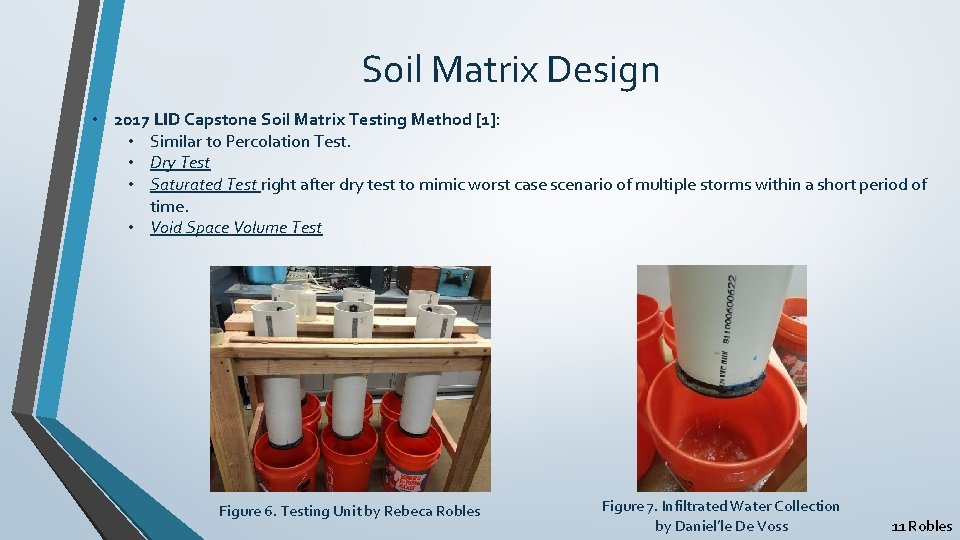 Soil Matrix Design • 2017 LID Capstone Soil Matrix Testing Method [1]: • Similar