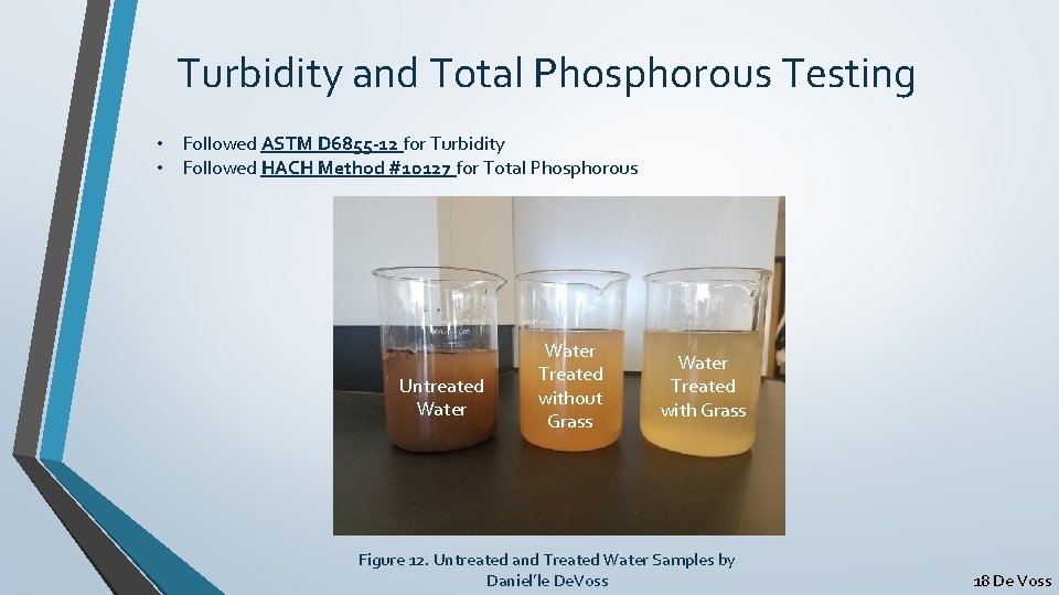 Turbidity and Total Phosphorous Testing • Followed ASTM D 6855 -12 for Turbidity •