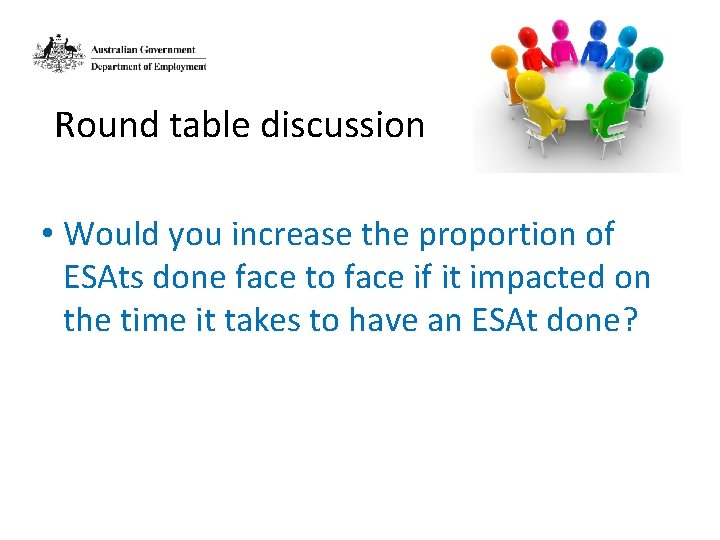 Round table discussion • Would you increase the proportion of ESAts done face to