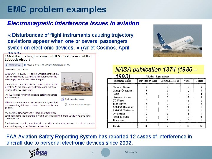 EMC problem examples Electromagnetic interference issues in aviation « Disturbances of flight instruments causing