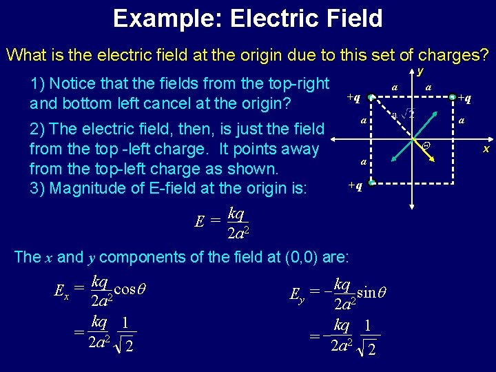 Example: Electric Field What is the electric field at the origin due to this