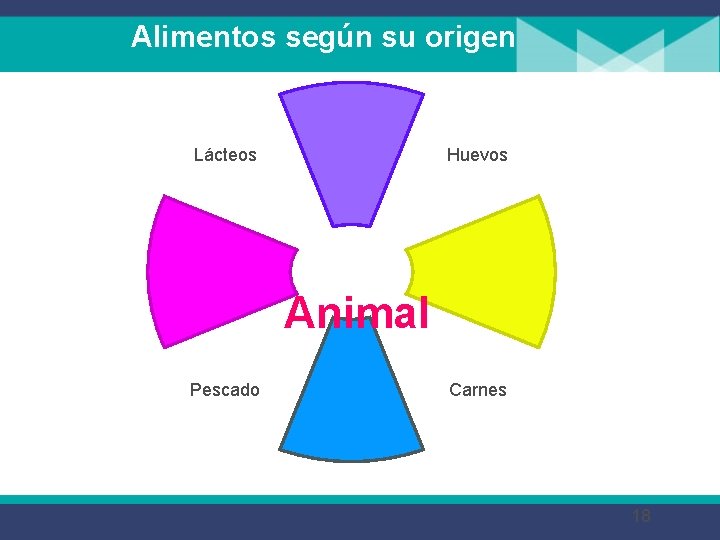 Alimentos según su origen Huevos Lácteos Animal Pescado Carnes 18 