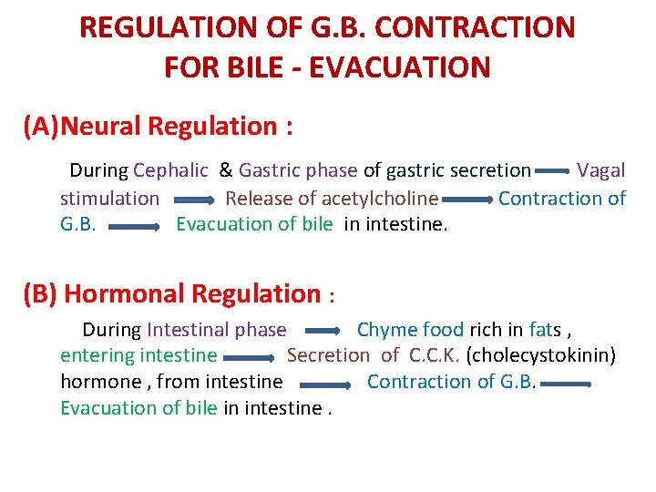 REGULATION OF G. B. CONTRACTION FOR BILE - EVACUATION (A)Neural Regulation : During Cephalic