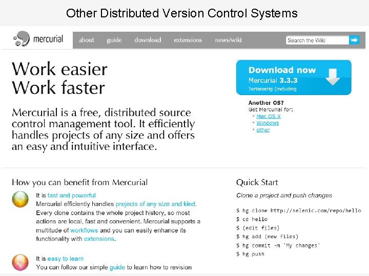 Other Distributed Version Control Systems 