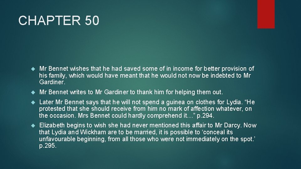 CHAPTER 50 Mr Bennet wishes that he had saved some of in income for