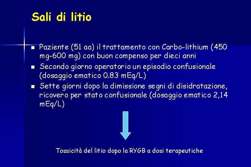 Sali di litio n n n Paziente (51 aa) il trattamento con Carbo-lithium (450