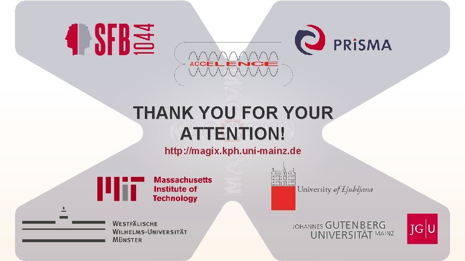 THANK YOU FOR YOUR ATTENTION! http: //magix. kph. uni-mainz. de 