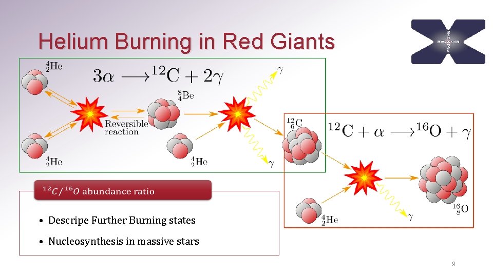 Helium Burning in Red Giants • Descripe Further Burning states • Nucleosynthesis in massive