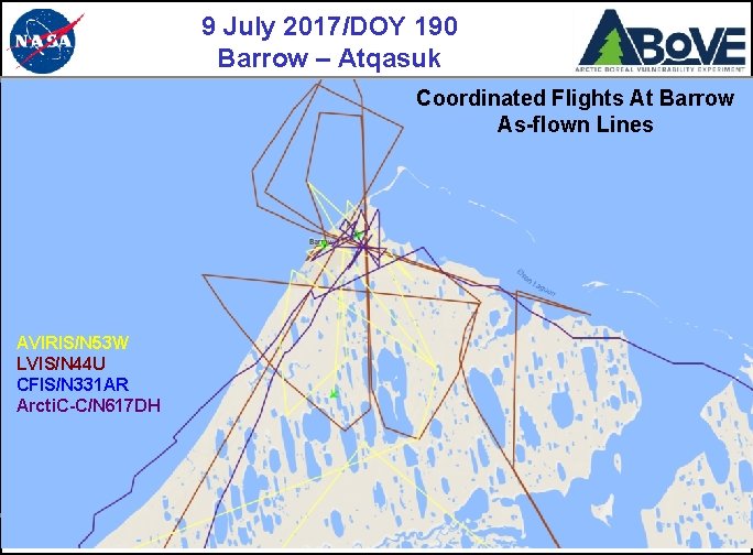 9 July 2017/DOY 190 Barrow – Atqasuk CARVE Coordinated Flights At Barrow As-flown Lines