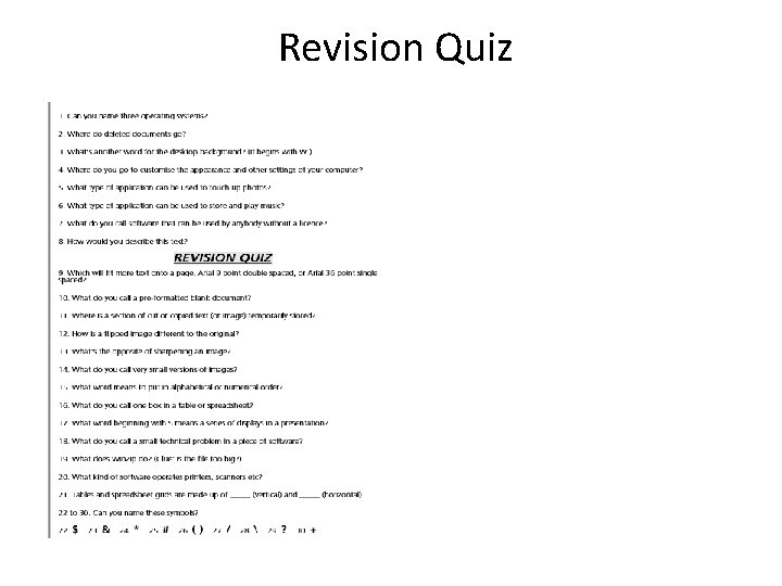 Revision Quiz 