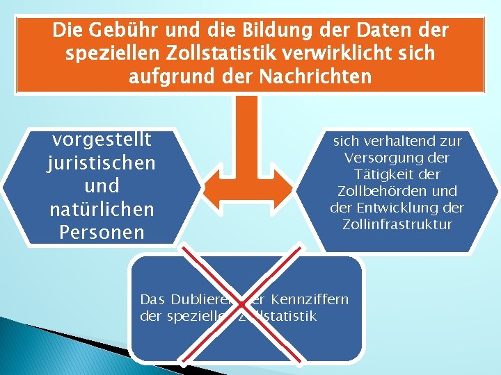 Die Gebühr und die Bildung der Daten der speziellen Zollstatistik verwirklicht sich aufgrund der