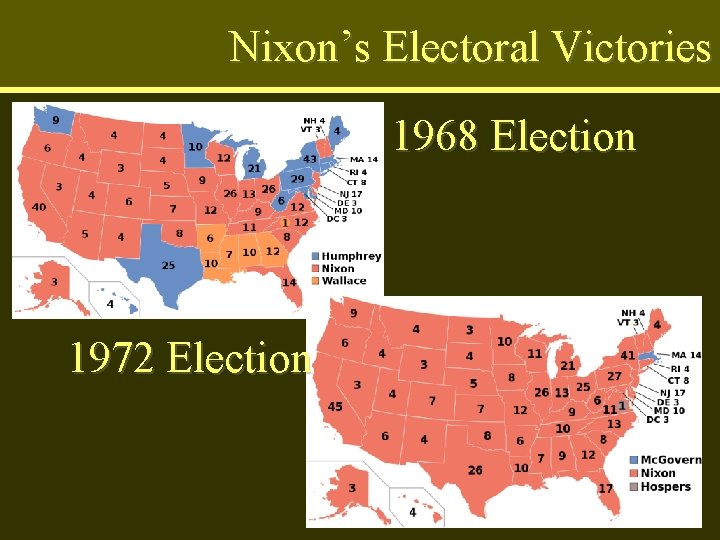 Nixon’s Electoral Victories 1968 Election 1972 Election 