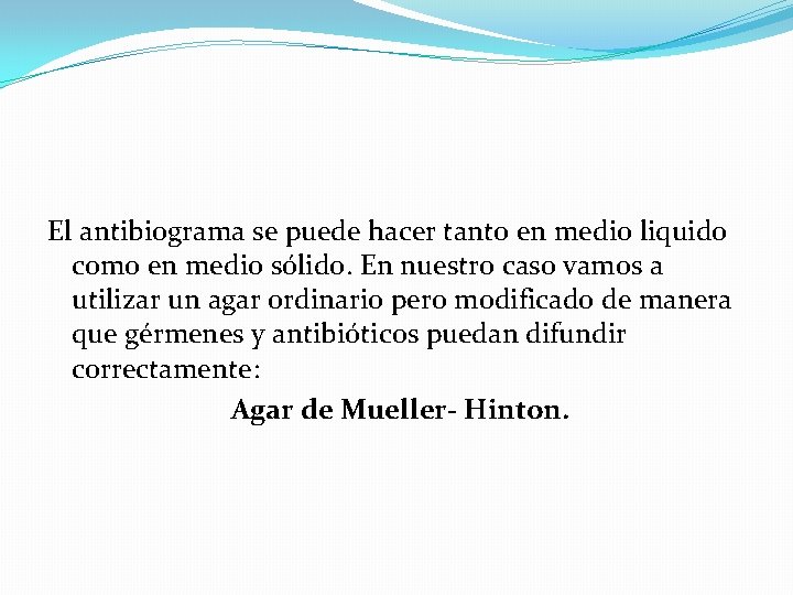 El antibiograma se puede hacer tanto en medio liquido como en medio sólido. En