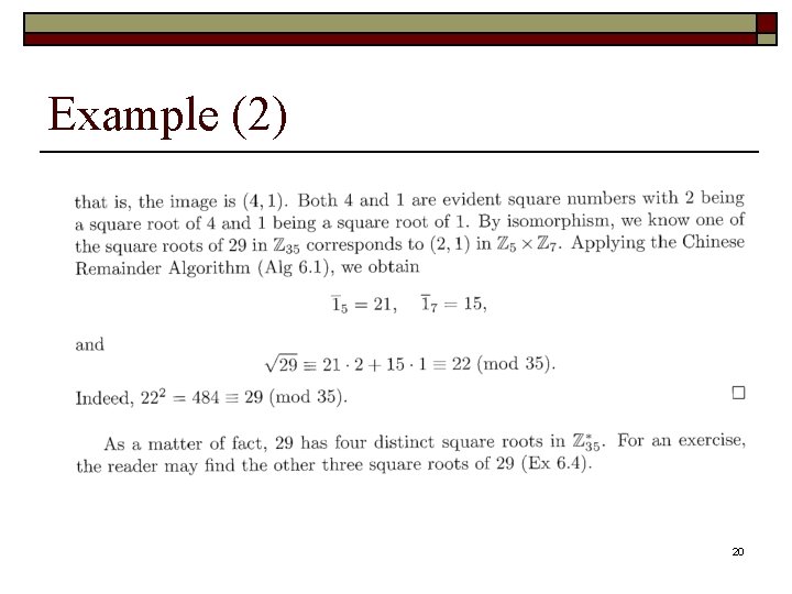 Example (2) 20 