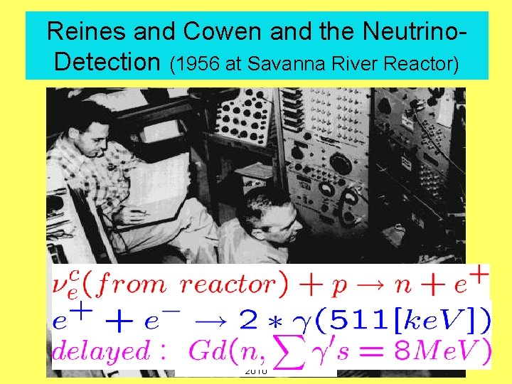 Reines and Cowen and the Neutrino. Detection (1956 at Savanna River Reactor) FAESSLER; GSI