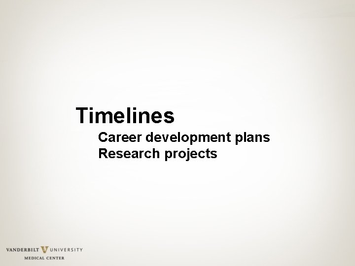 Timelines Career development plans Research projects 