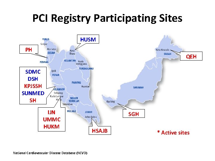 PCI Registry Participating Sites HUSM PH QEH SDMC DSH KPJSSH SUNMED SH IJN UMMC