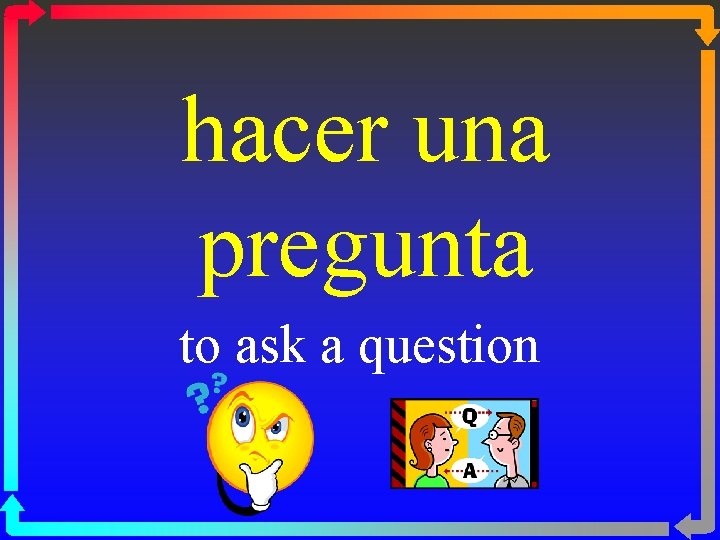 hacer una pregunta to ask a question 