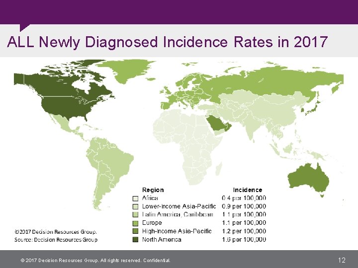 ALL Newly Diagnosed Incidence Rates in 2017 © 2017 Decision Resources Group. All rights
