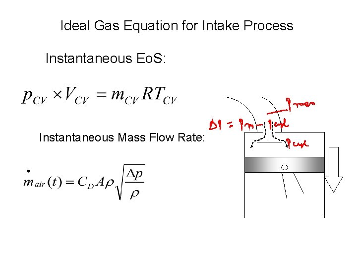 Ideal Gas Equation for Intake Process Instantaneous Eo. S: Instantaneous Mass Flow Rate: 