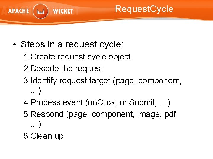 Request. Cycle • Steps in a request cycle: 1. Create request cycle object 2.