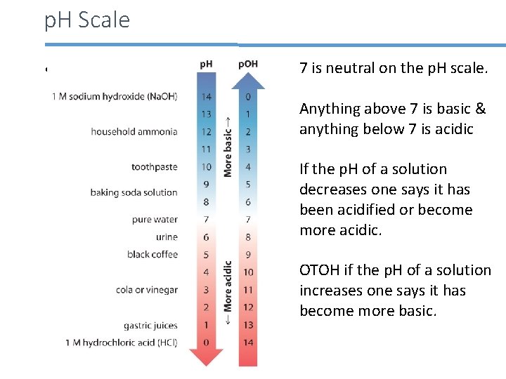 p. H Scale • Acids and bases 7 is neutral on the p. H
