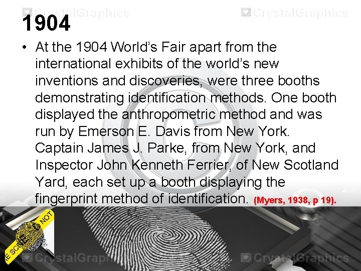 1904 • At the 1904 World’s Fair apart from the international exhibits of the