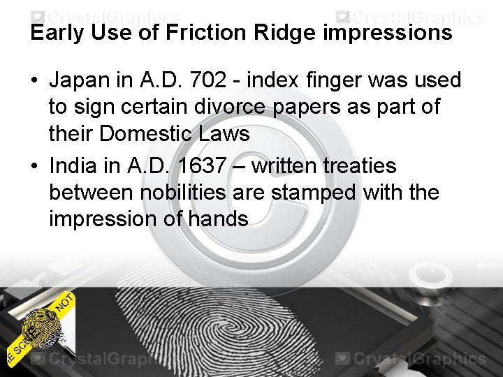 Early Use of Friction Ridge impressions • Japan in A. D. 702 - index