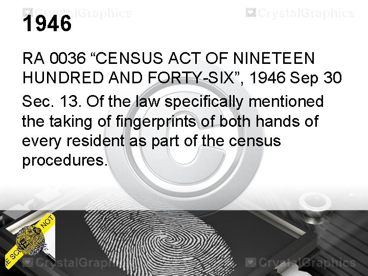 1946 RA 0036 “CENSUS ACT OF NINETEEN HUNDRED AND FORTY-SIX”, 1946 Sep 30 Sec.