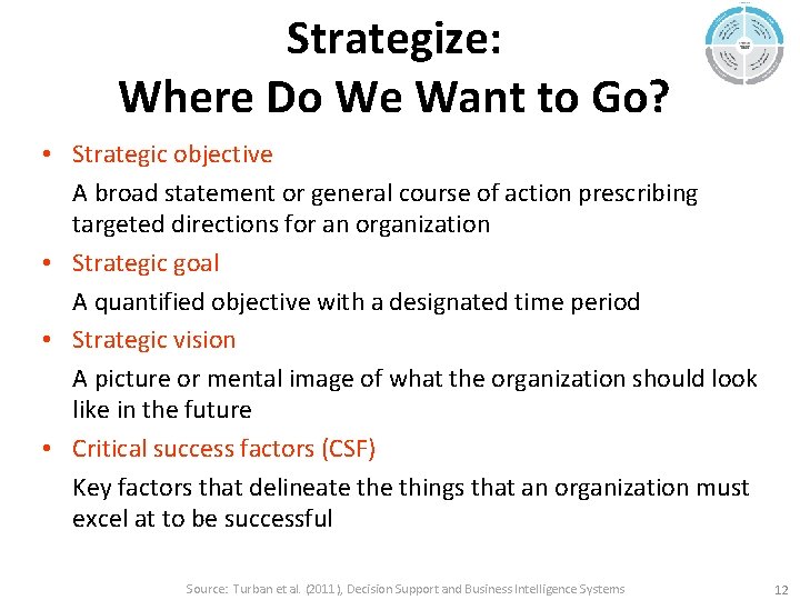 Strategize: Where Do We Want to Go? • Strategic objective A broad statement or