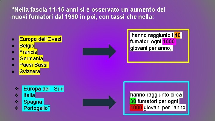 “Nella fascia 11 -15 anni si è osservato un aumento dei nuovi fumatori dal “Nella fascia 11 -15 anni si è osservato un aumento dei nuovi fumatori dal