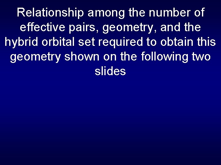 Relationship among the number of effective pairs, geometry, and the hybrid orbital set required