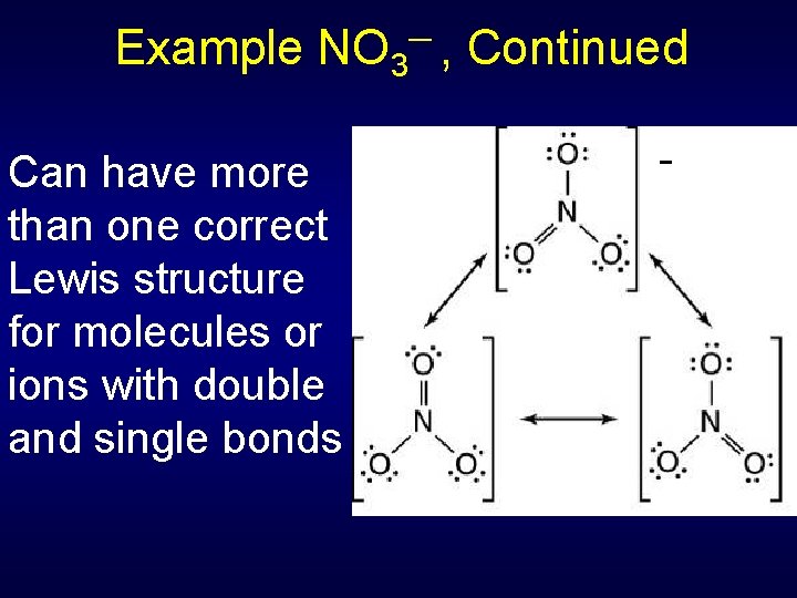 Example NO 3─ , Continued Can have more than one correct Lewis structure for