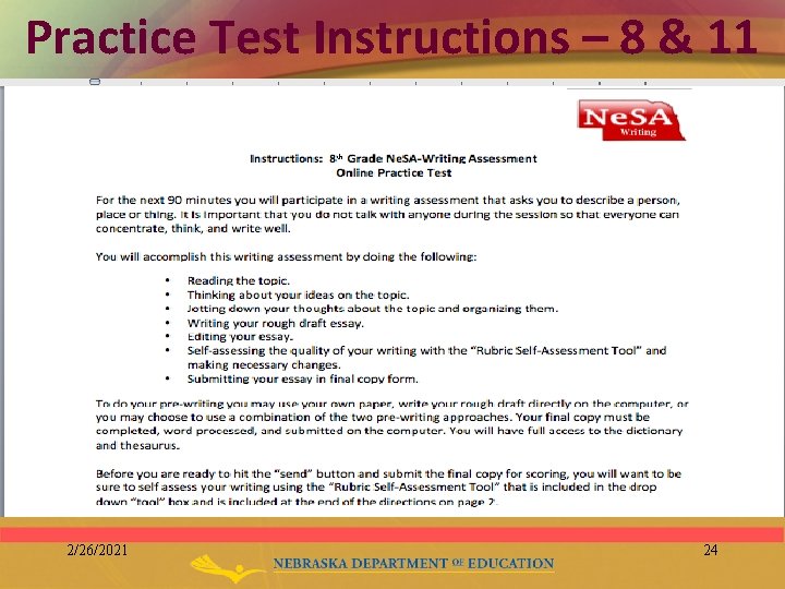 Practice Test Instructions – 8 & 11 2/26/2021 24 